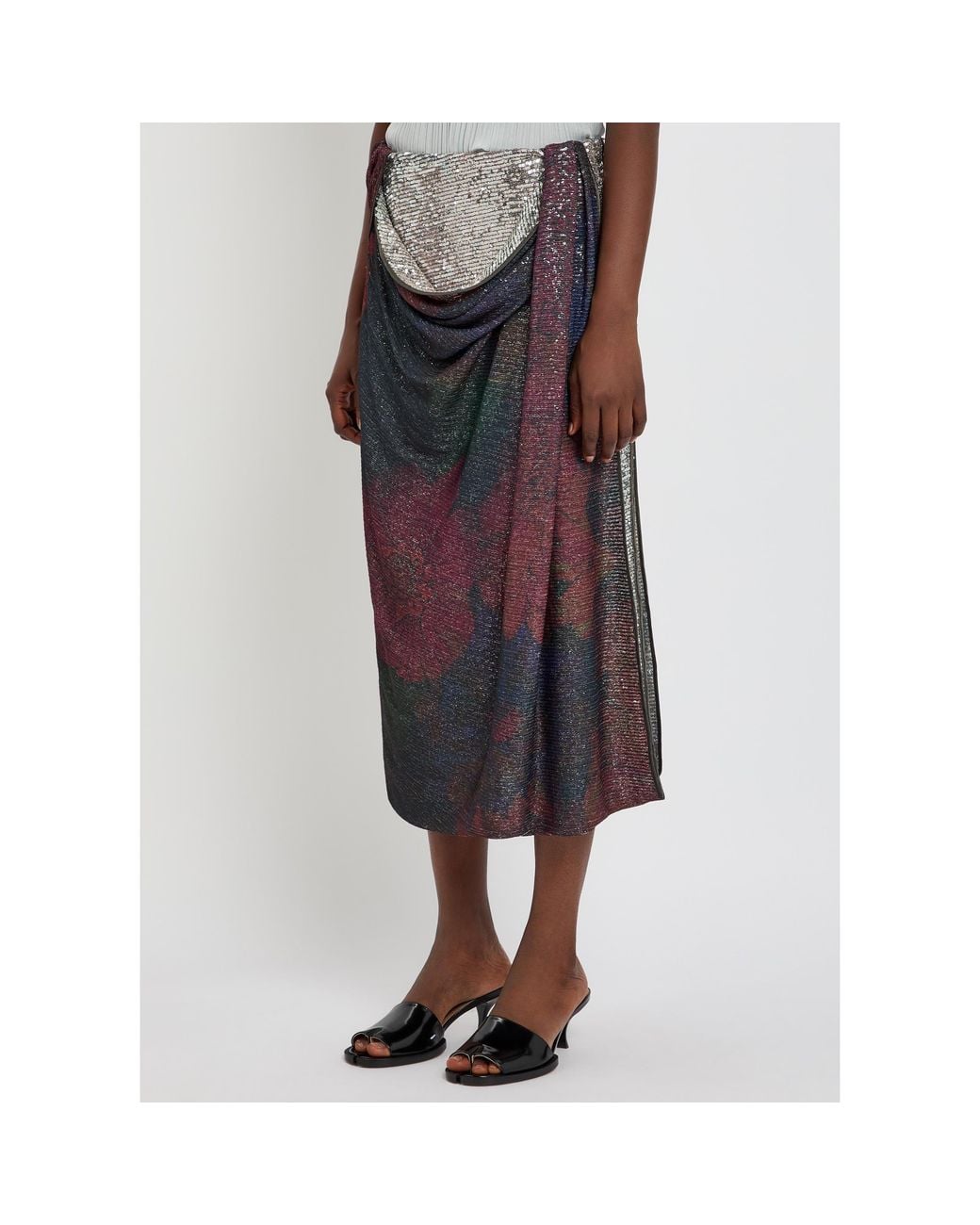 Maison Margiela Brown Sequin Printed Tulle Skirt
