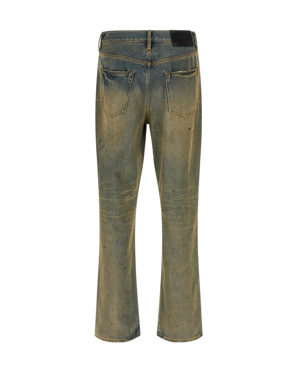 Purple Brand Green Dirty Oil Repair Straight Jeans for men