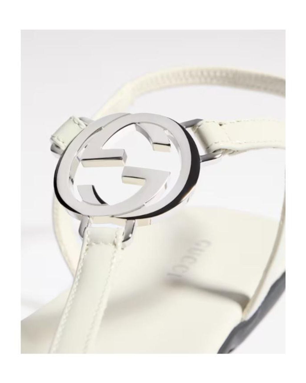 Gucci White Interlocking G Thong Sandals