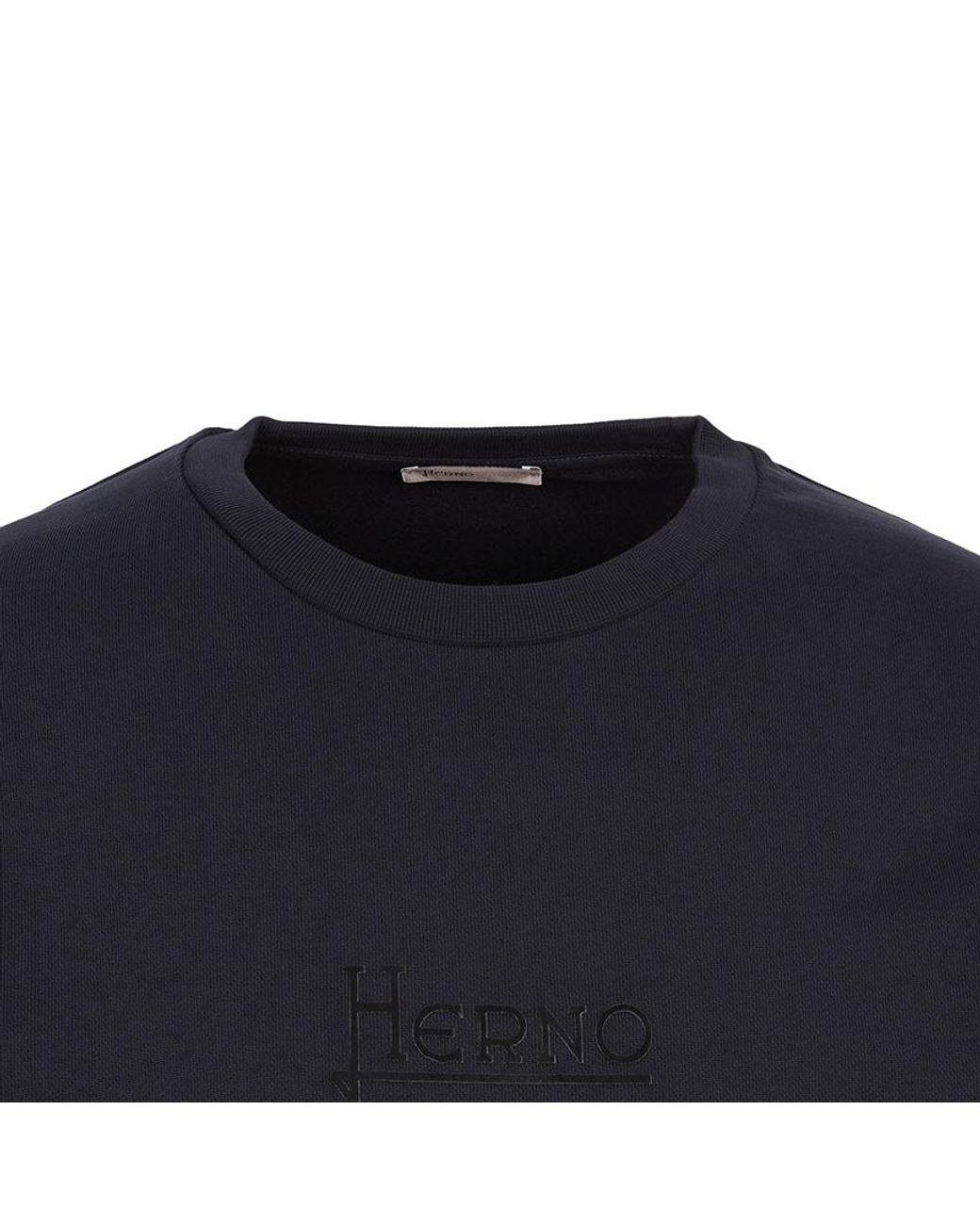 Herno Blue Logo-Embroidered Cotton Sweatshirt for men