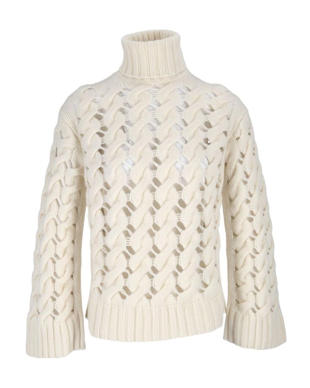 P.A.R.O.S.H. Natural P.A.R.O..H. Perforated Turtleneck Jumper
