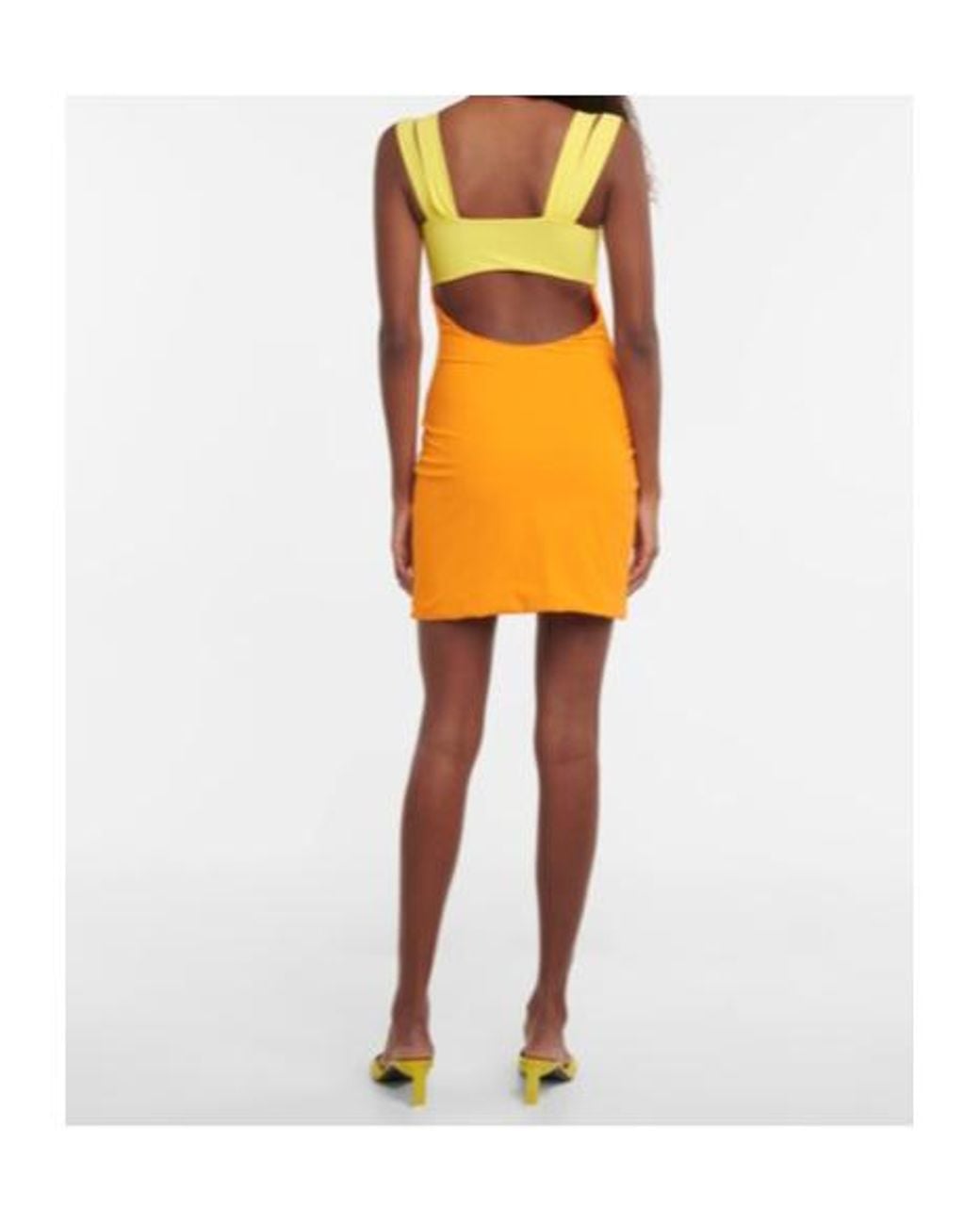 Nensi Dojaka Yellow Cutout Minidress