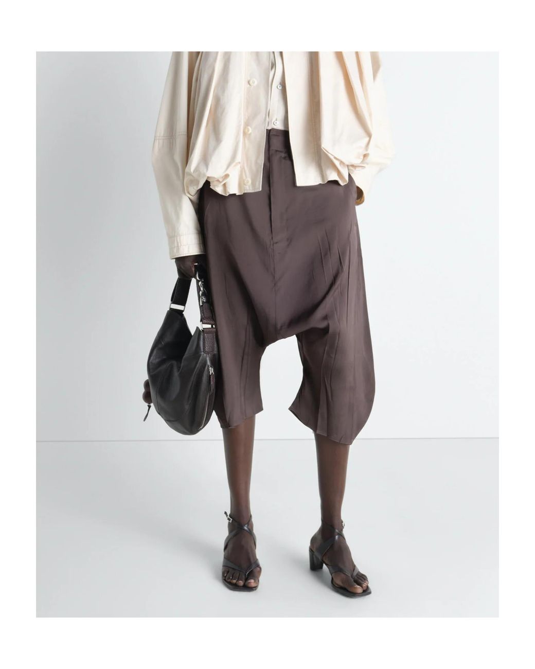 Lemaire Gray Creased Dropped Crotch Bermudas