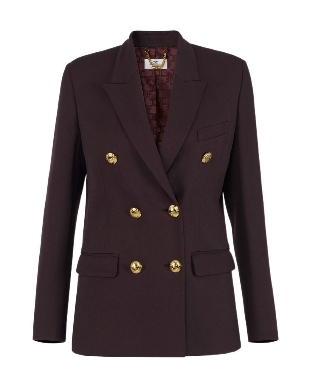 Elisabetta Franchi Blue Gabardine Double-Breasted Jacket