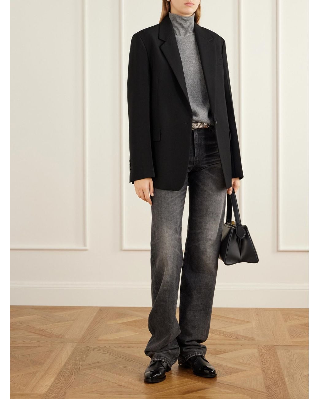 JENNIFER CHAMANDI Black Patent Leather-Trimmed Leather Ankle Boots