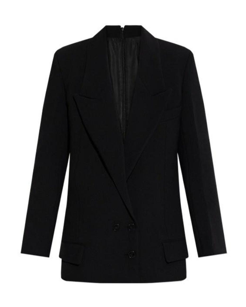 Victoria Beckham Black Double-Breasted Peak-Lapel Jacket