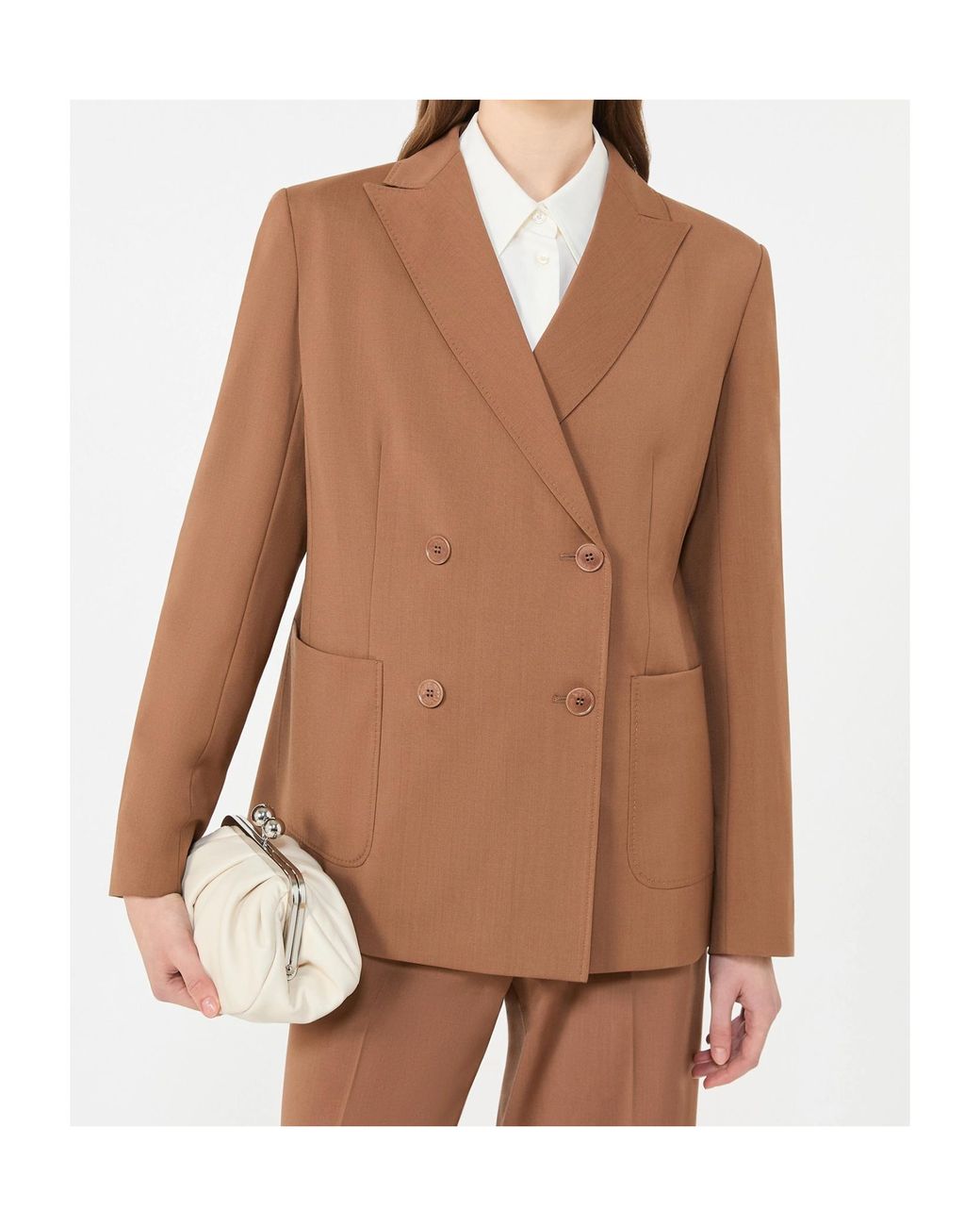 Weekend by Maxmara Brown Double-Brebreasted Wool Suit Jacket