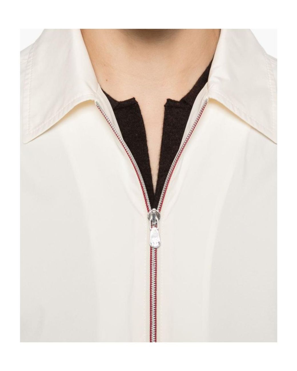 Brunello Cucinelli White Flap-Pocket Zip Jacket for men