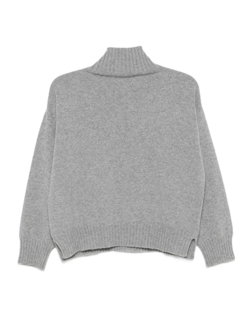 D.exterior Gray High-Neck Cashmere Sweater