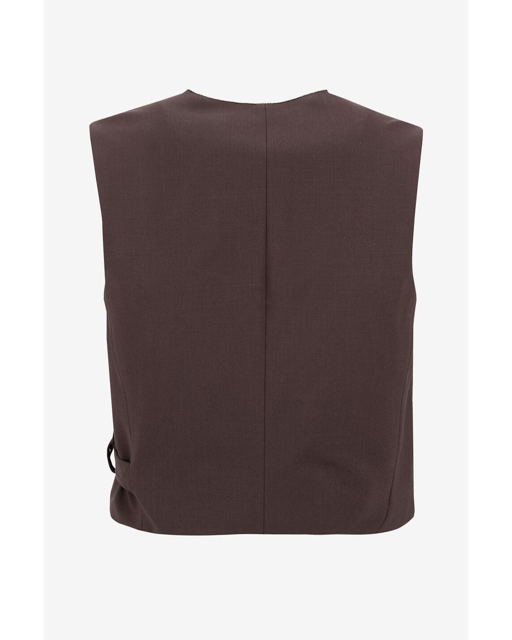 Brunello Cucinelli Brown V-Neck Cropped Vest