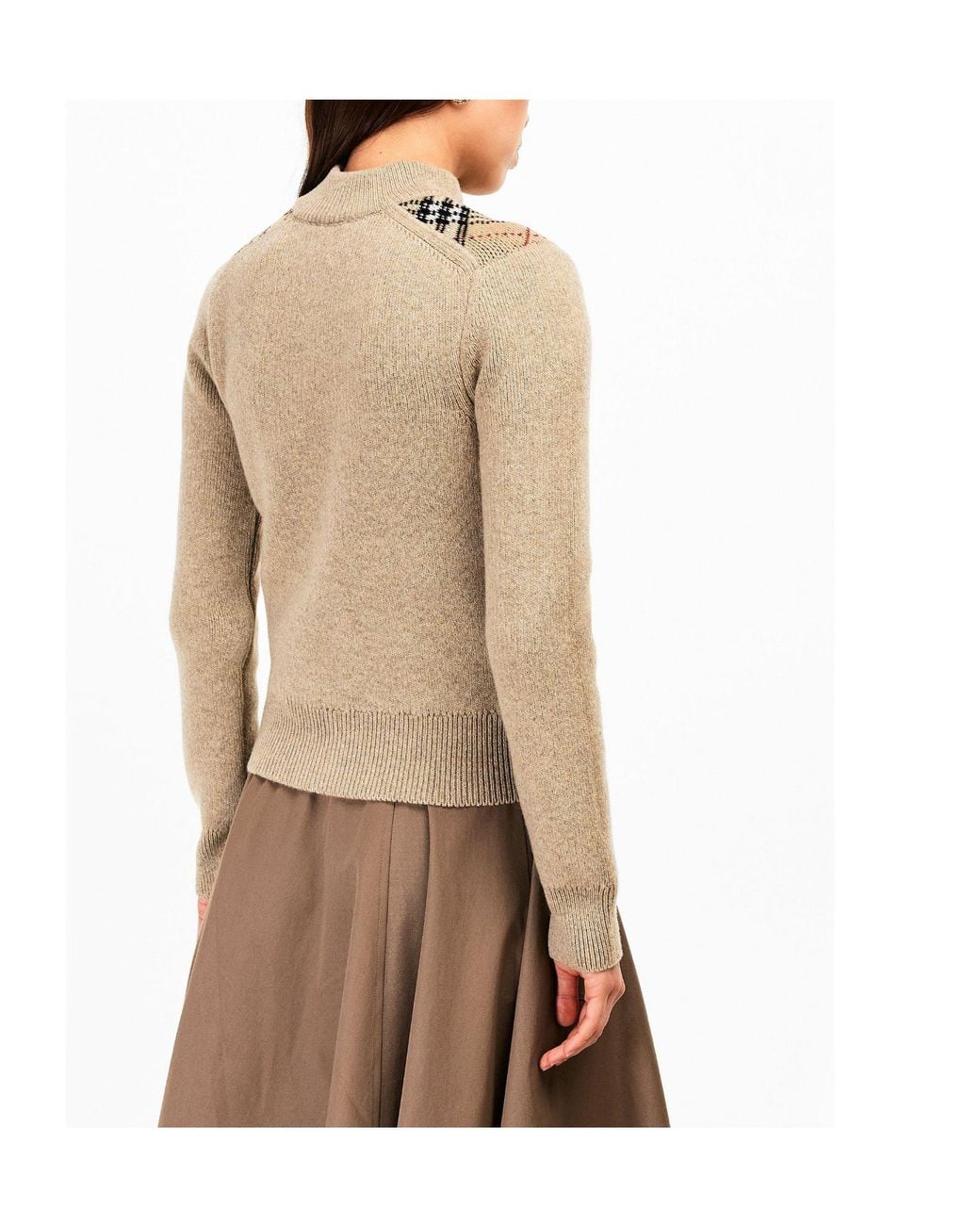 Burberry Natural Heather Ribbed Knit Zip-Up Cardigan