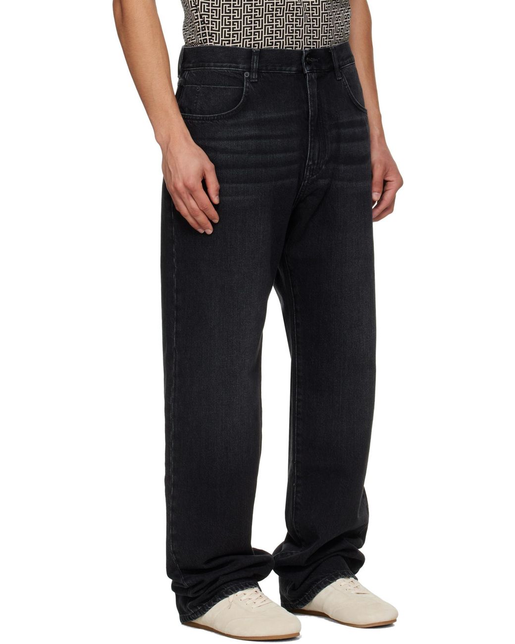 Balmain Black Loose Fit Denim Jeans for men