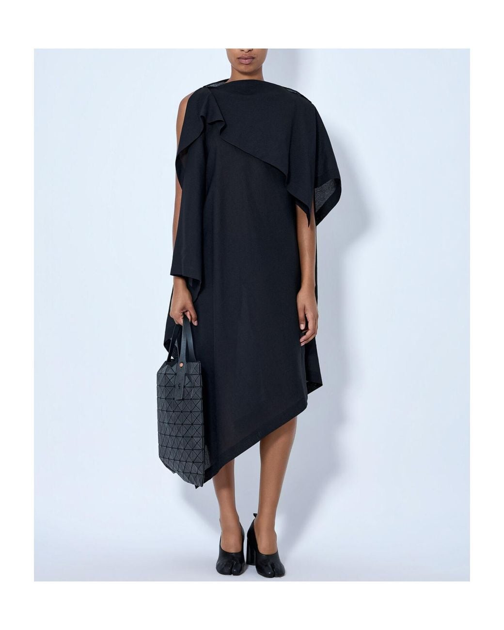 Issey Miyake Black Asymmetric Draped Dress