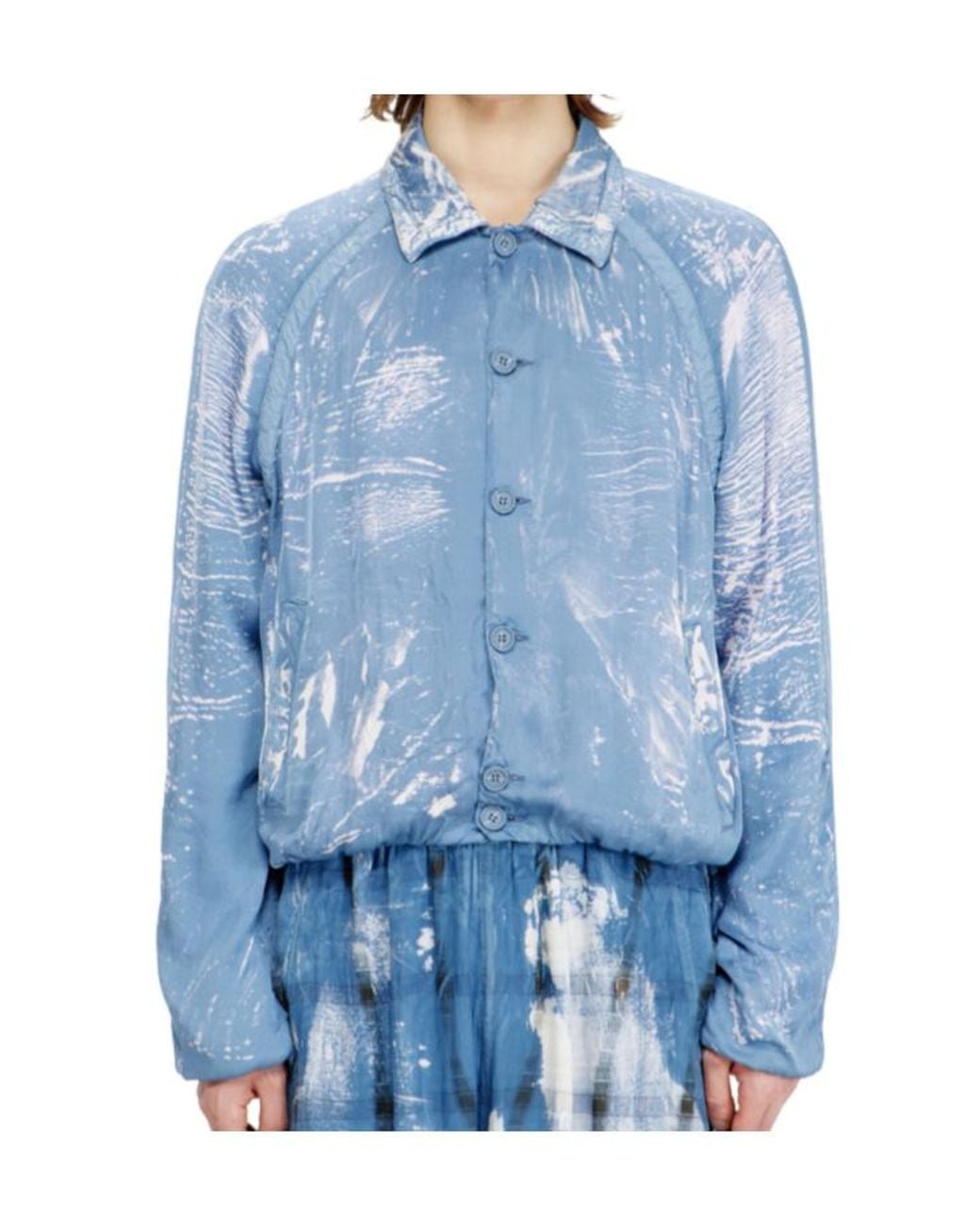 DIESEL Blue J-Orion-Plain Shirt-Collar Jacket for men