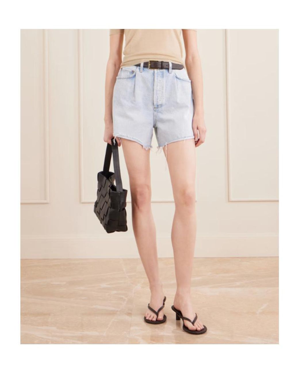 Agolde Blue Rhoda Frayed Shorts