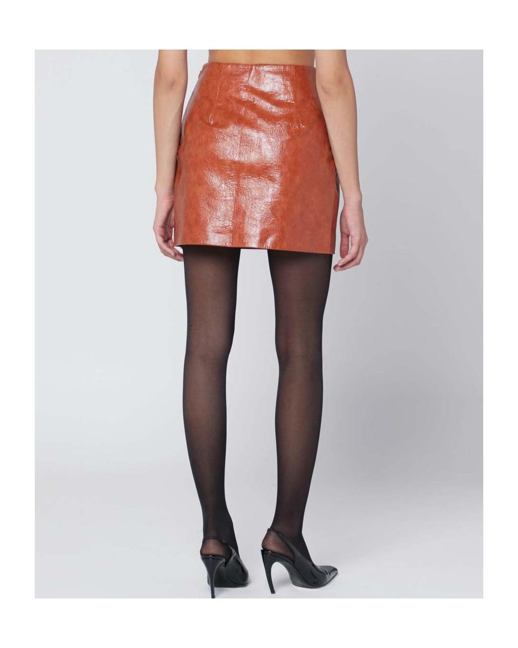 ANDAMANE Red Faux Leather Mini Skirt