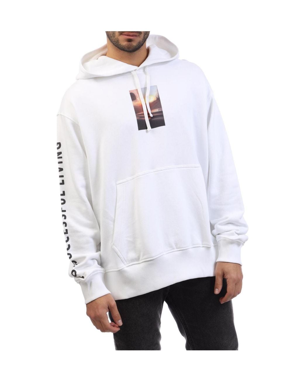 DIESEL White Macs Flpa Crew Sweatshirt for men