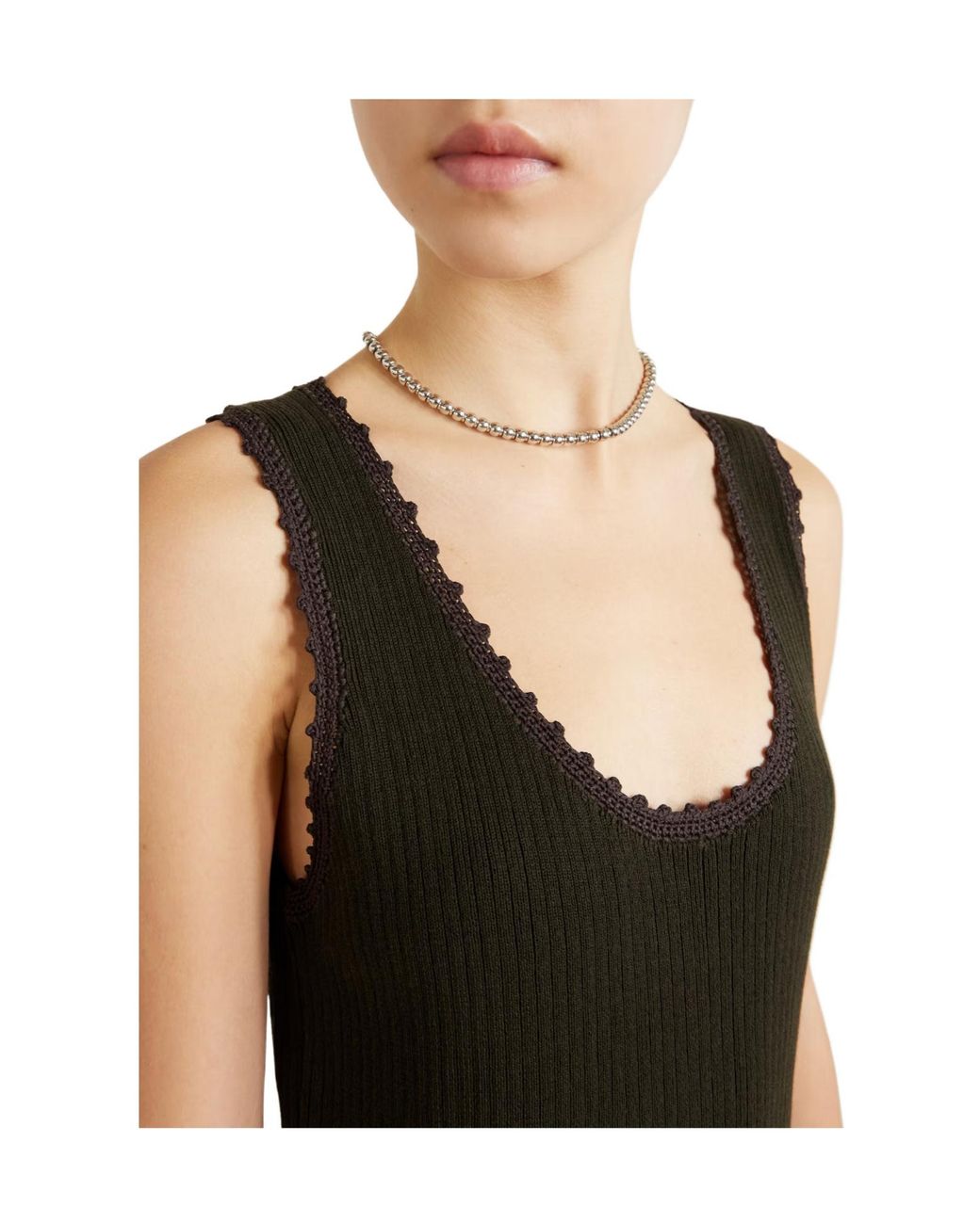 Wales Bonner Black Crochet-Trimmed Ribbed Cotton-Blend Midi Dress
