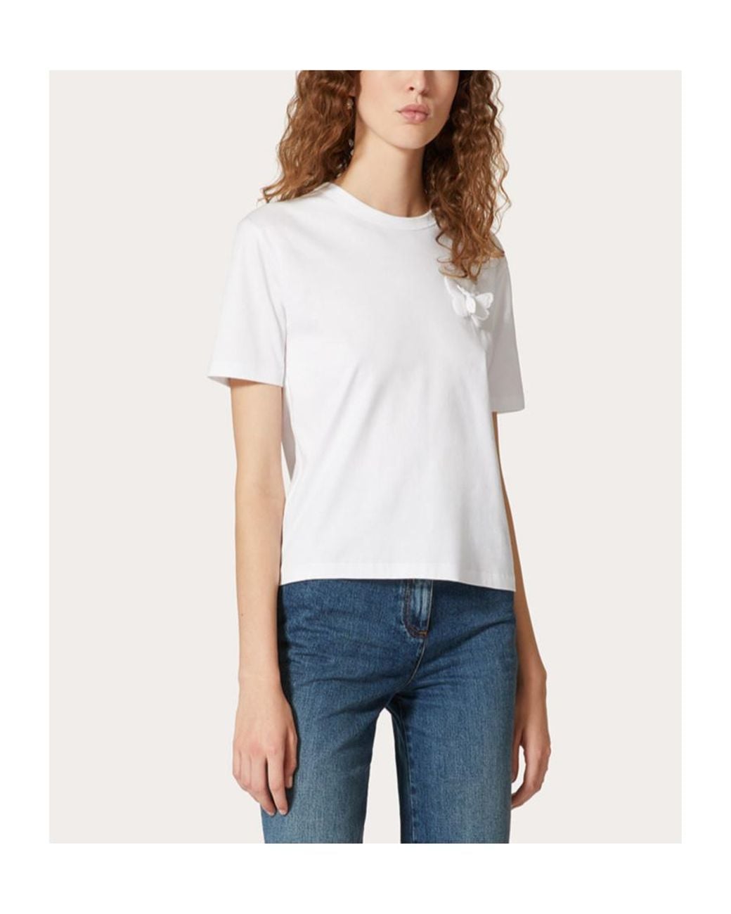 Valentino White Embroidered Jersey T-Shirt