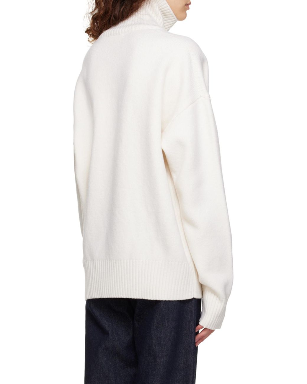 AMI White Heart-Shaped Knitted Sweater for men