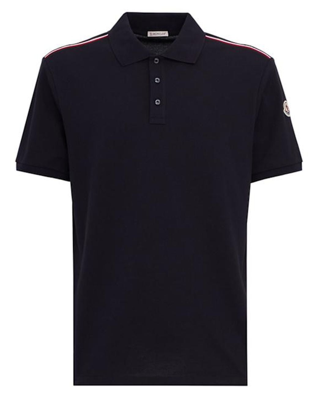 Moncler Blue Tricolor-Trimmed Cotton Polo Shirt for men
