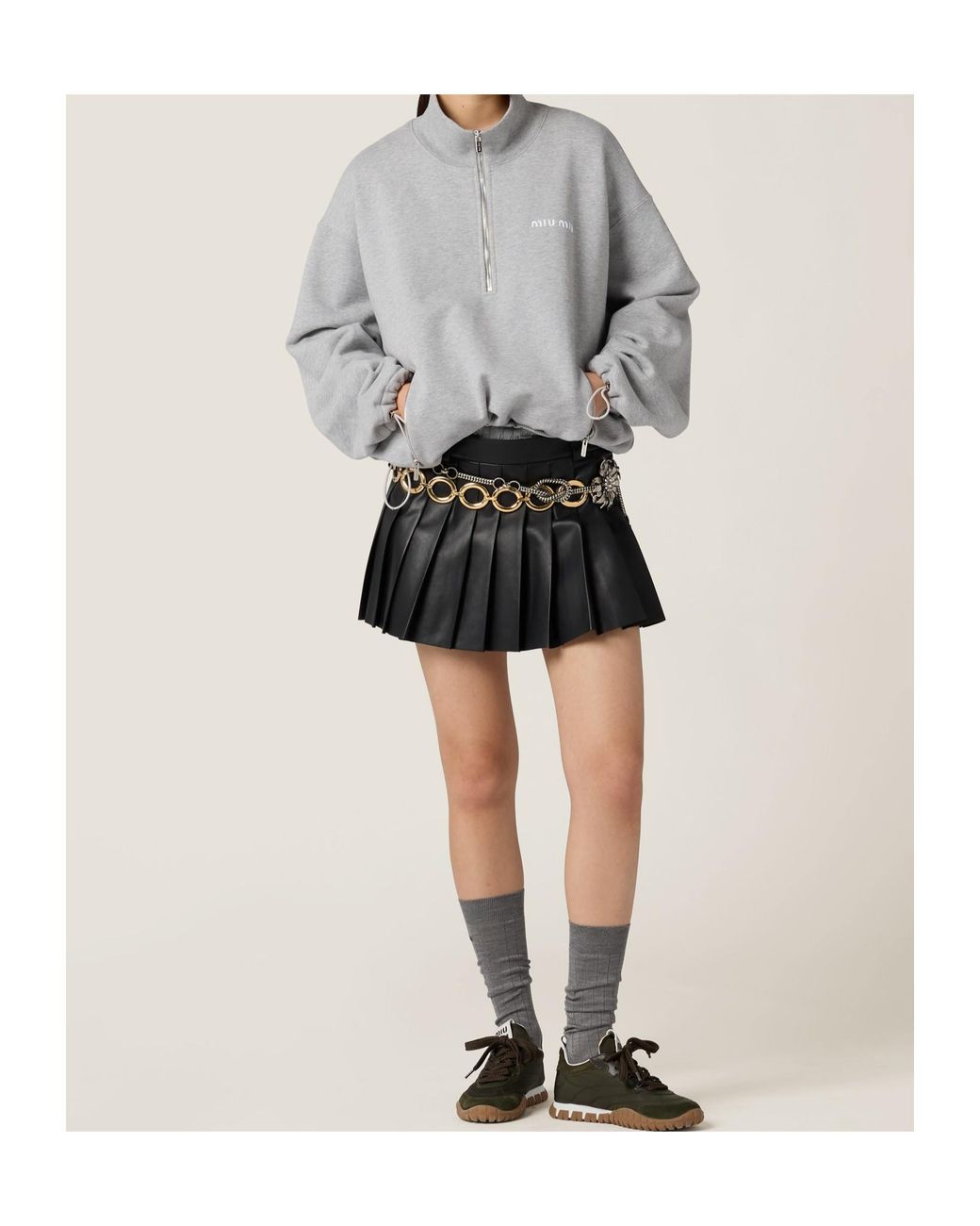 Miu Miu Black Nappa Leather Skirt