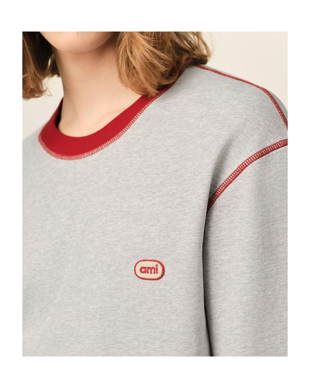 AMI White Ami Ami Patch Double Sleeve T-Shirt for men