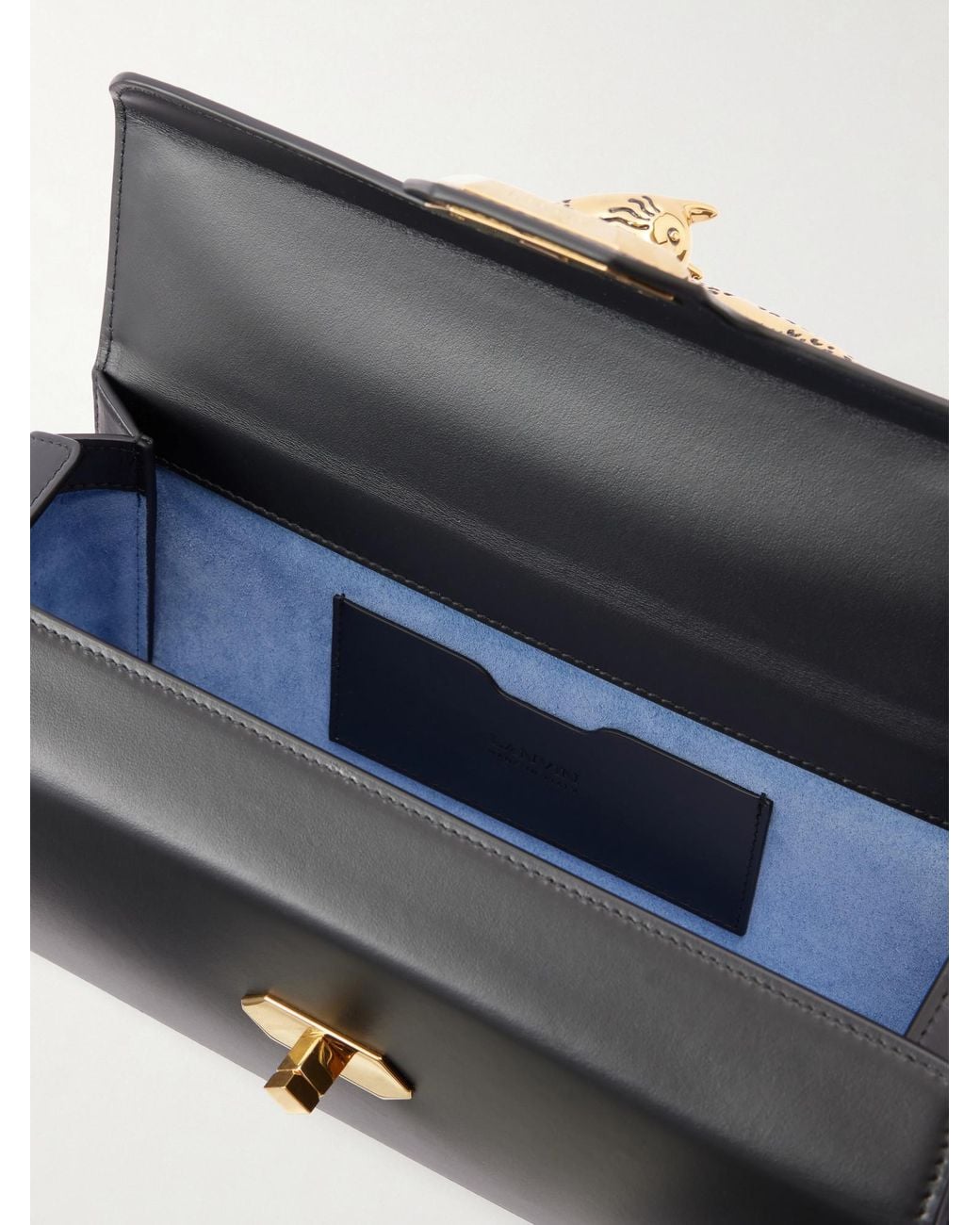 Lanvin Blue Pencil Cat Leather Clutch