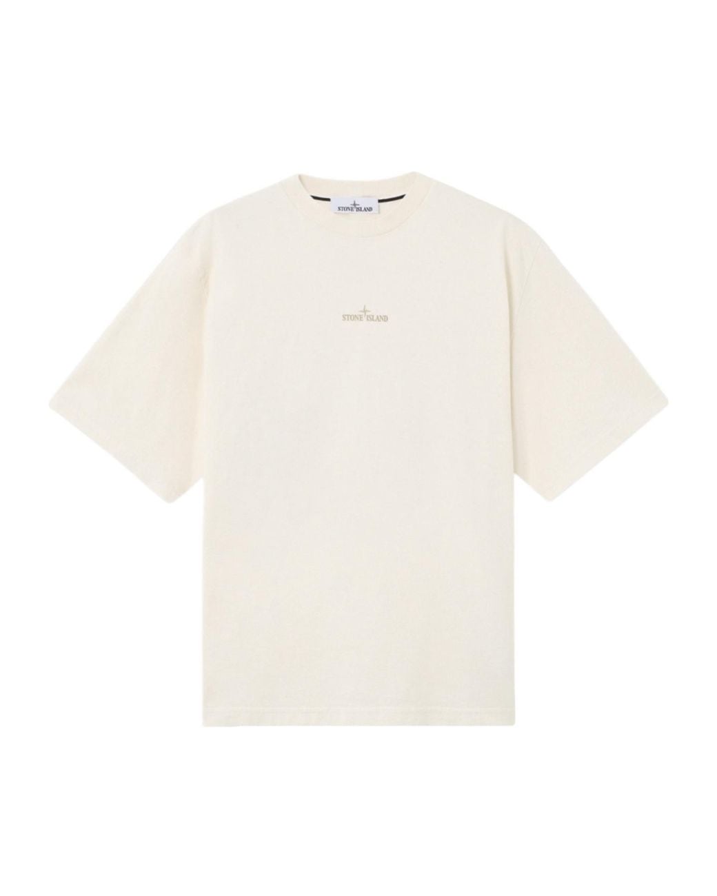 Stone Island White Compass Printed Crewneck T-Shirt for men