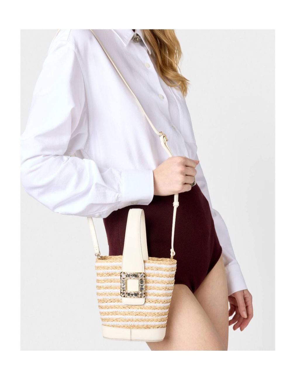 Roger Vivier White Viv Skate Mini Bucket Bag