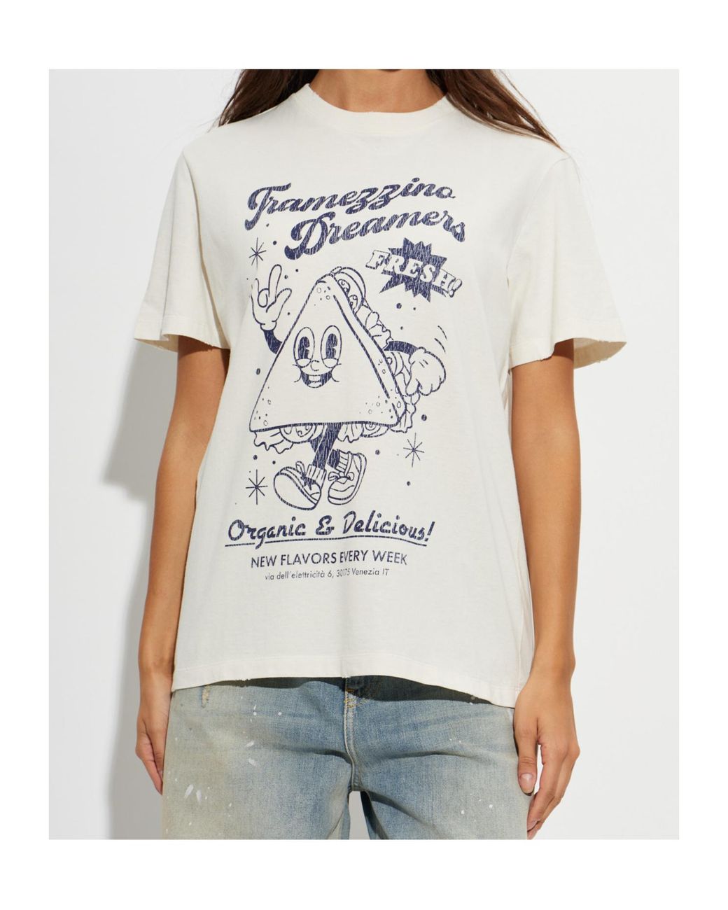 Golden Goose Deluxe Brand White Graphic Printed Crewneck T-Shirt