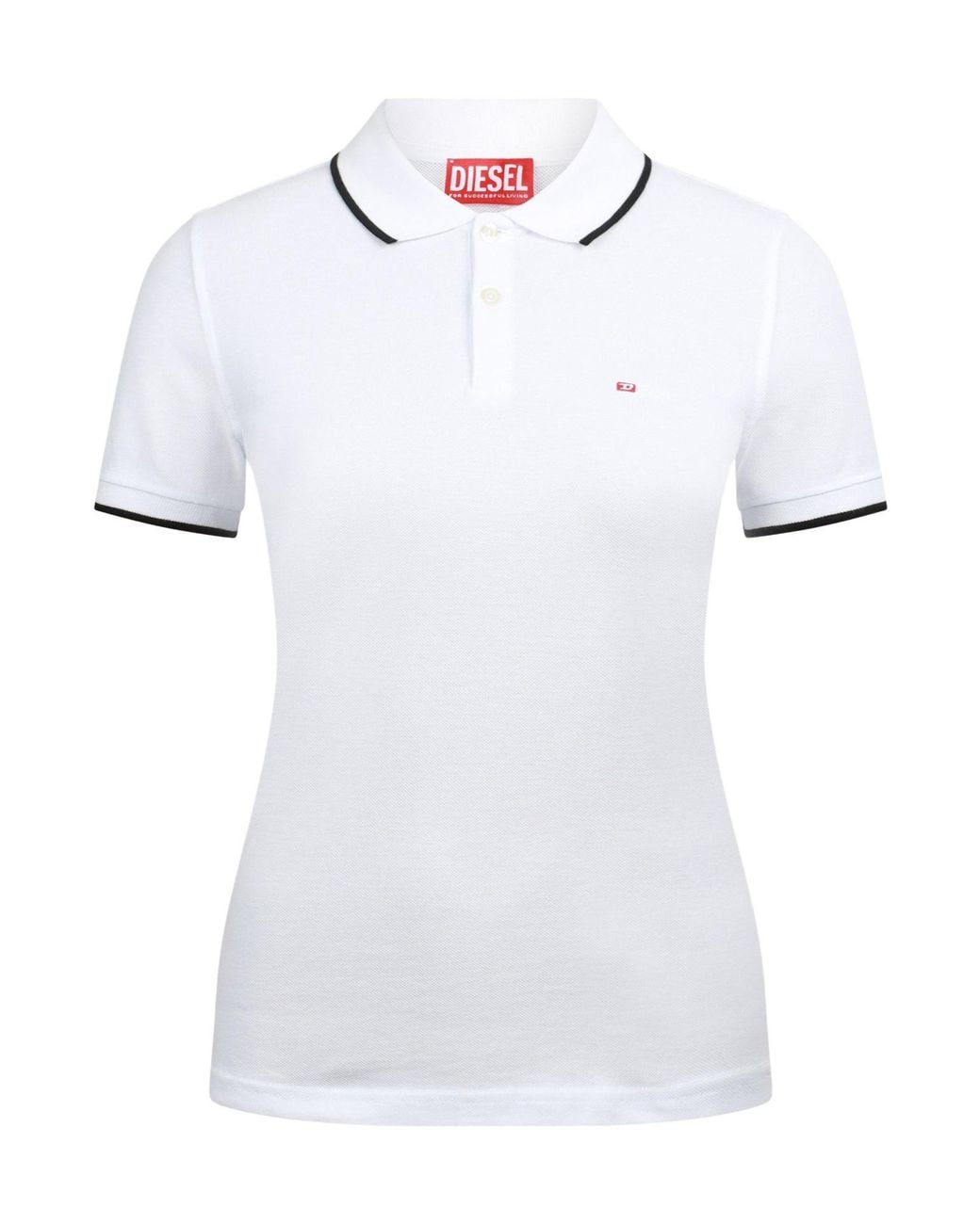 DIESEL White T-Tendy-Microdiv Short Sleeve Polo Shirt for men