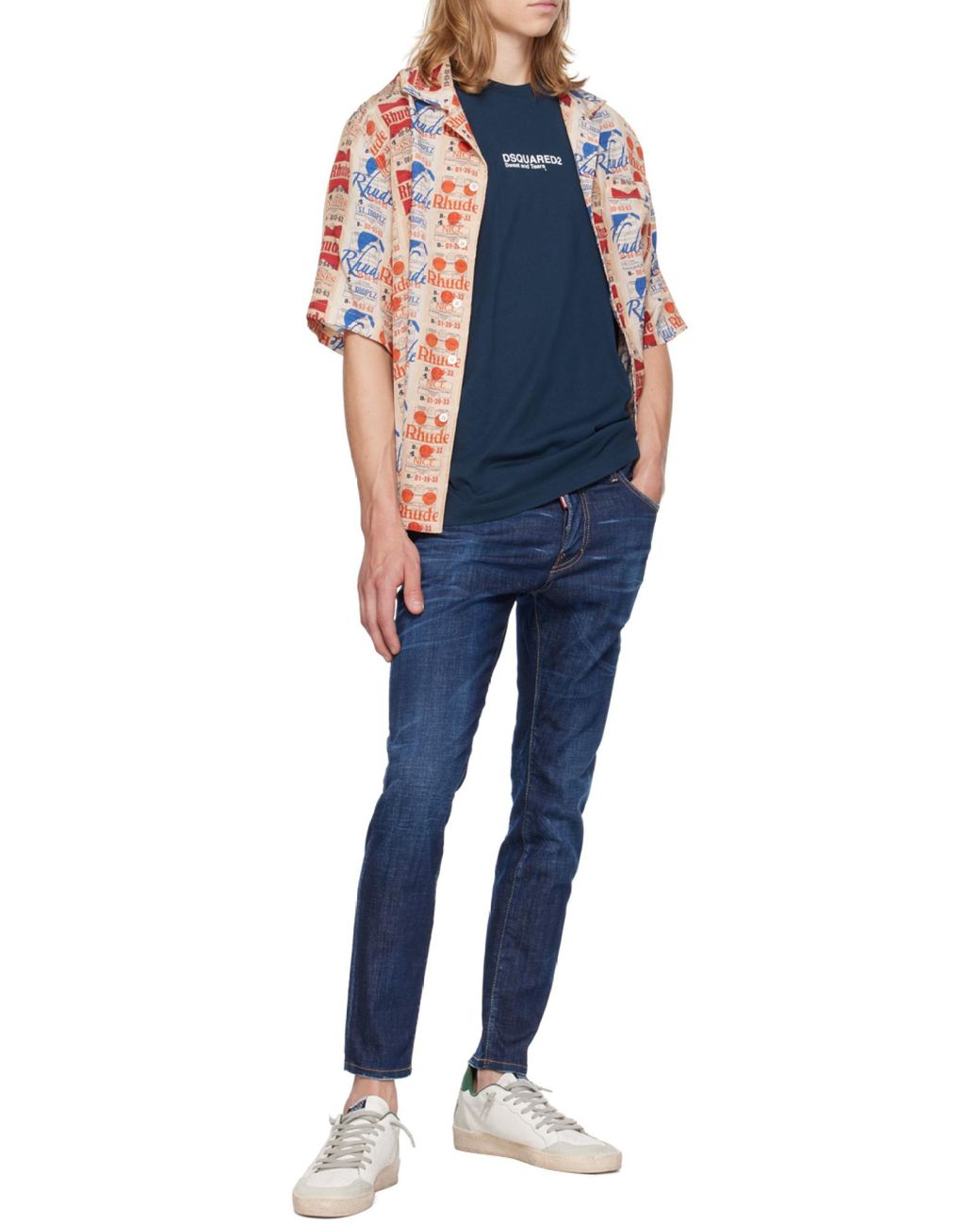 DSquared² Blue ダーク クリーン ウォッシュ スケーター ジーンズ for men