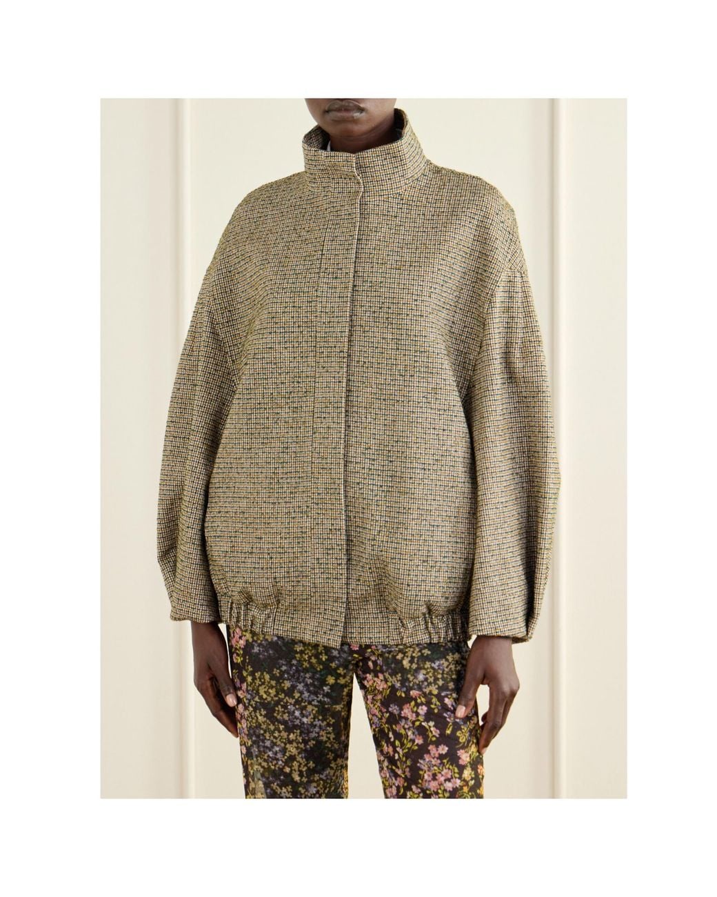 Dries Van Noten Brown Checked Bomber Jacket