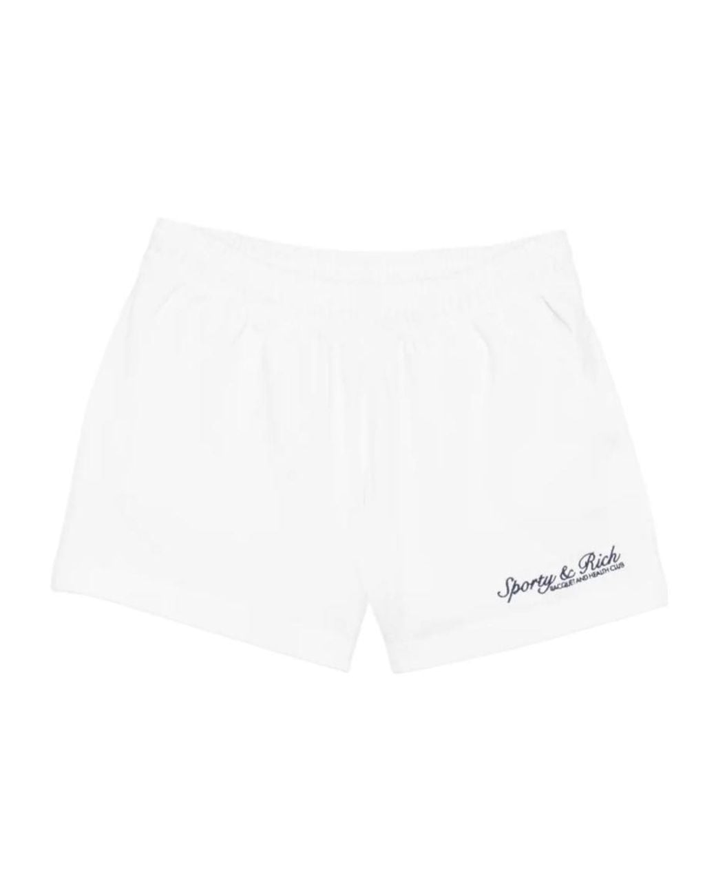 Sporty & Rich White Elastic-Waist Shorts