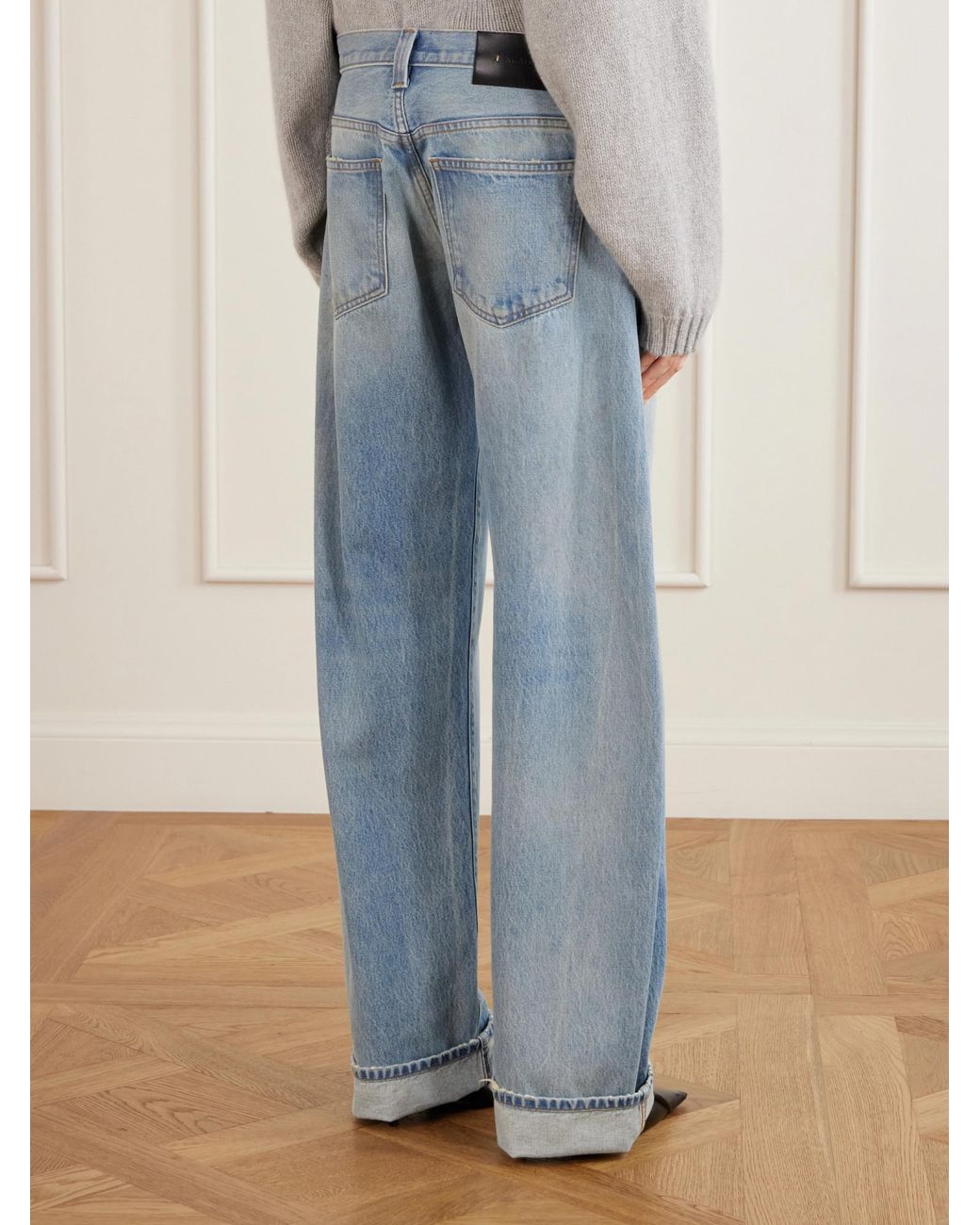 Khaite Blue Mid-Waist Wide-Leg Jeans