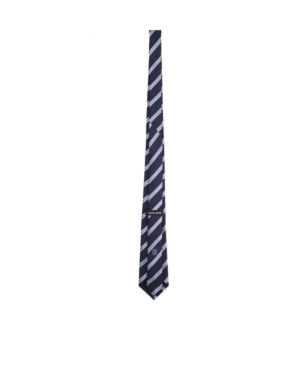 Giorgio Armani White Logo Patch Striped Tie for men