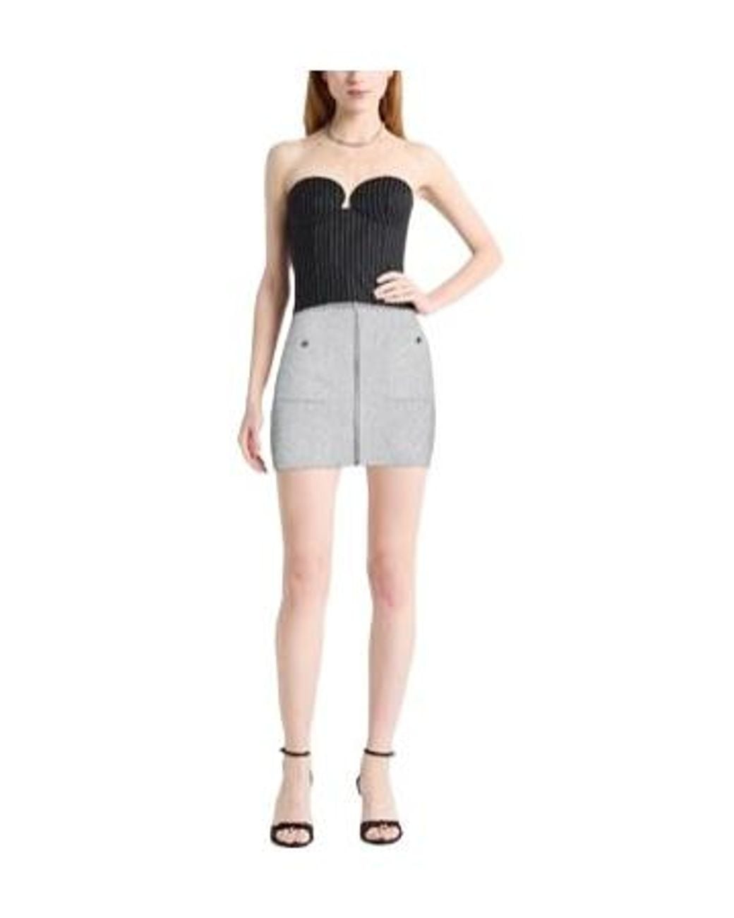 Ganni Gray High-Waisted Mini Skirt