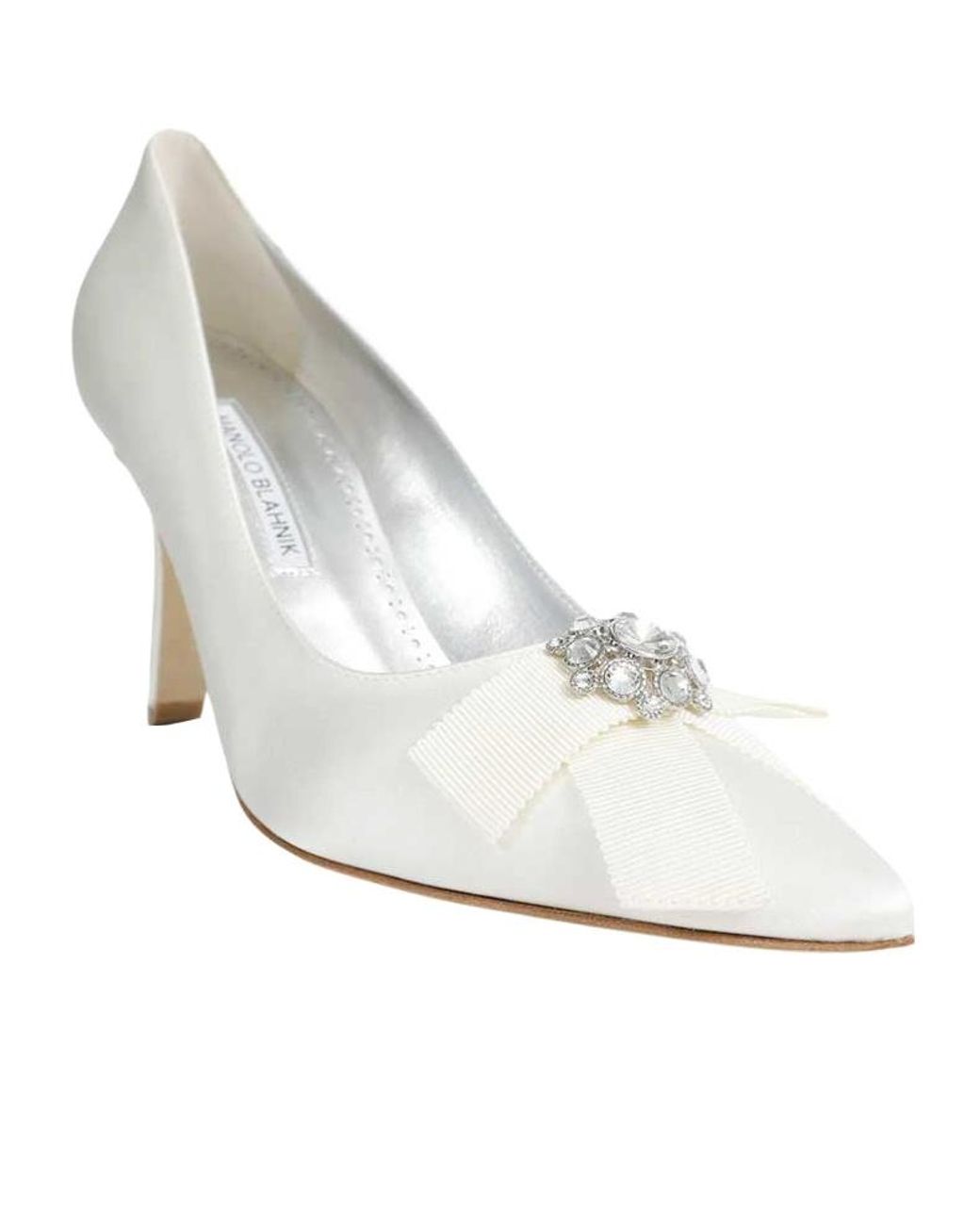 Manolo Blahnik White Pointed-Toe High-Heeled Boots