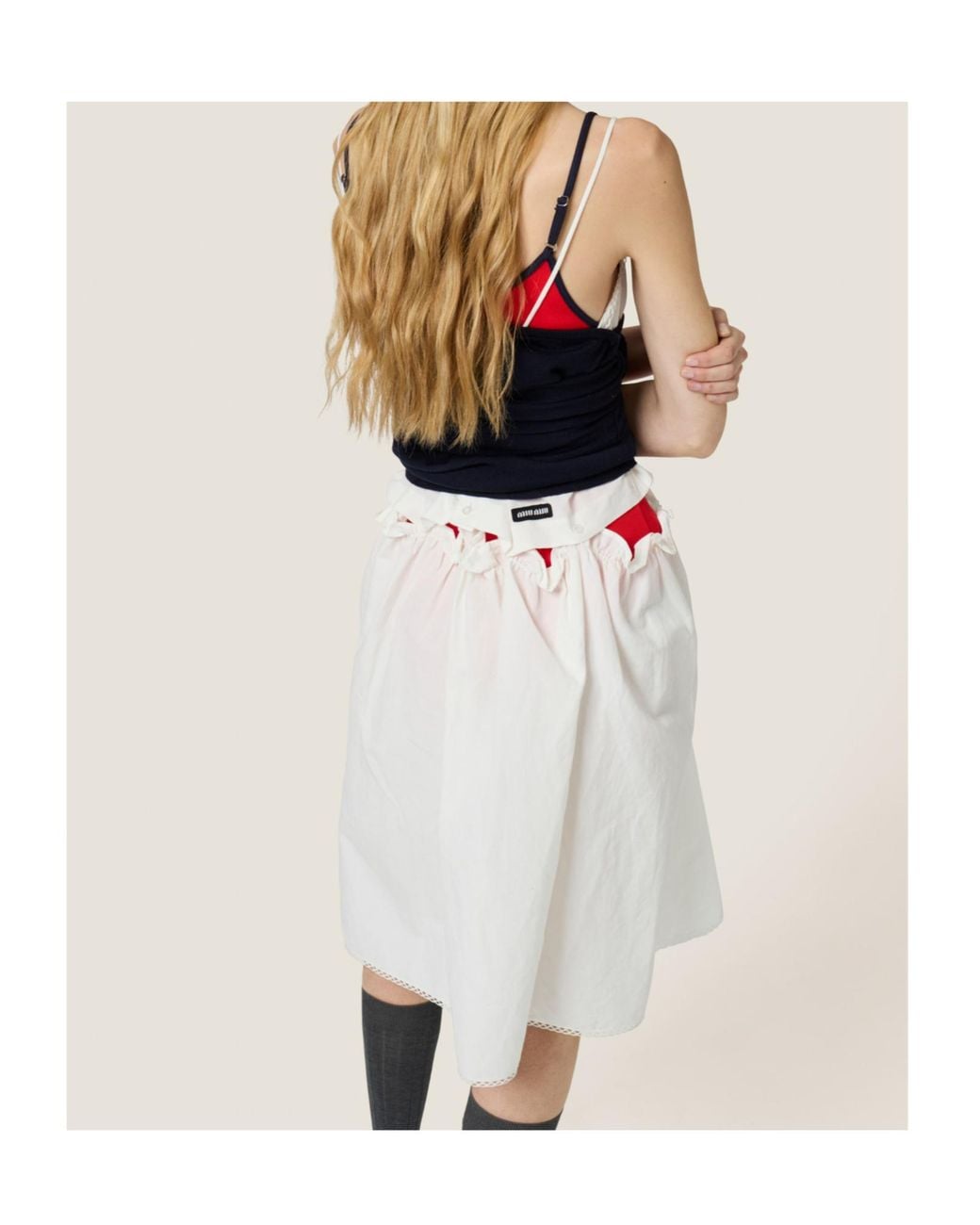 Miu Miu White Logo-Patch Sleeveless Dress