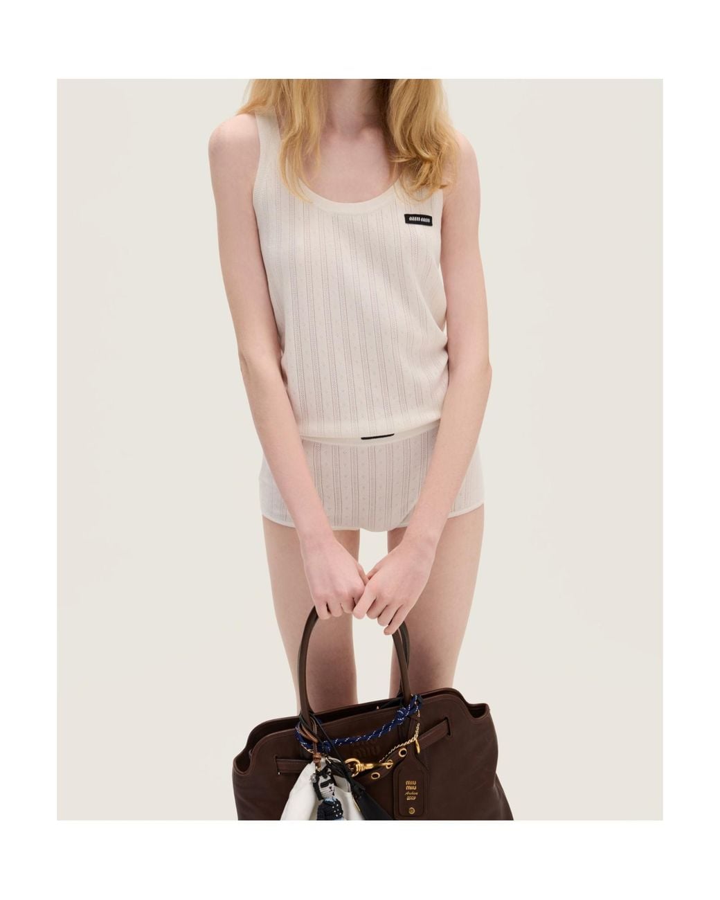Miu Miu White Cashmere And Silk Tank Top