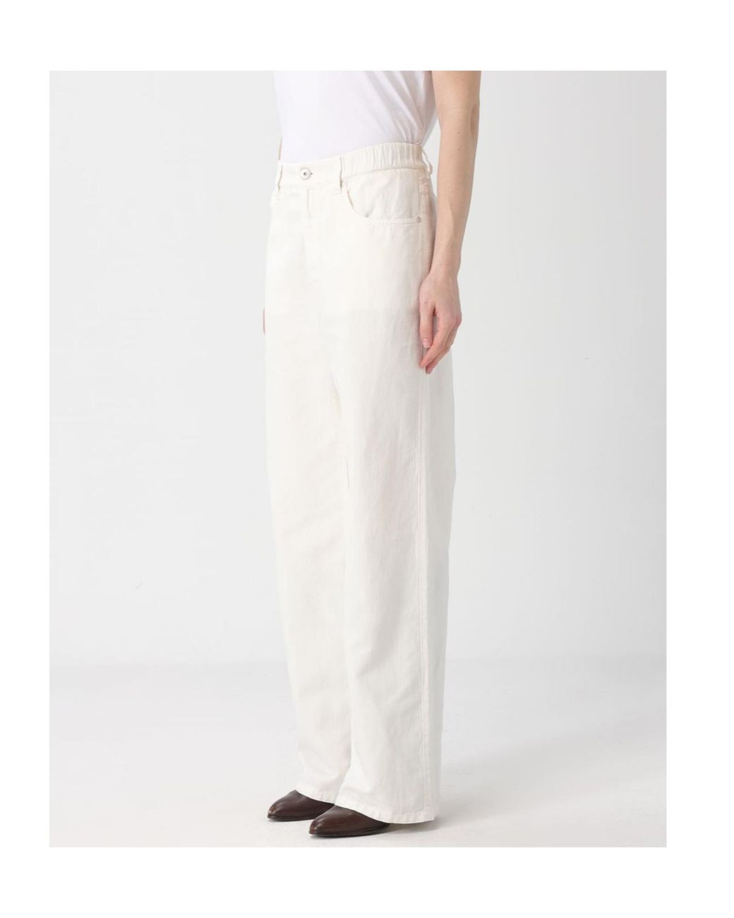 Brunello Cucinelli White Garment-Dyed Contemporary Trousers