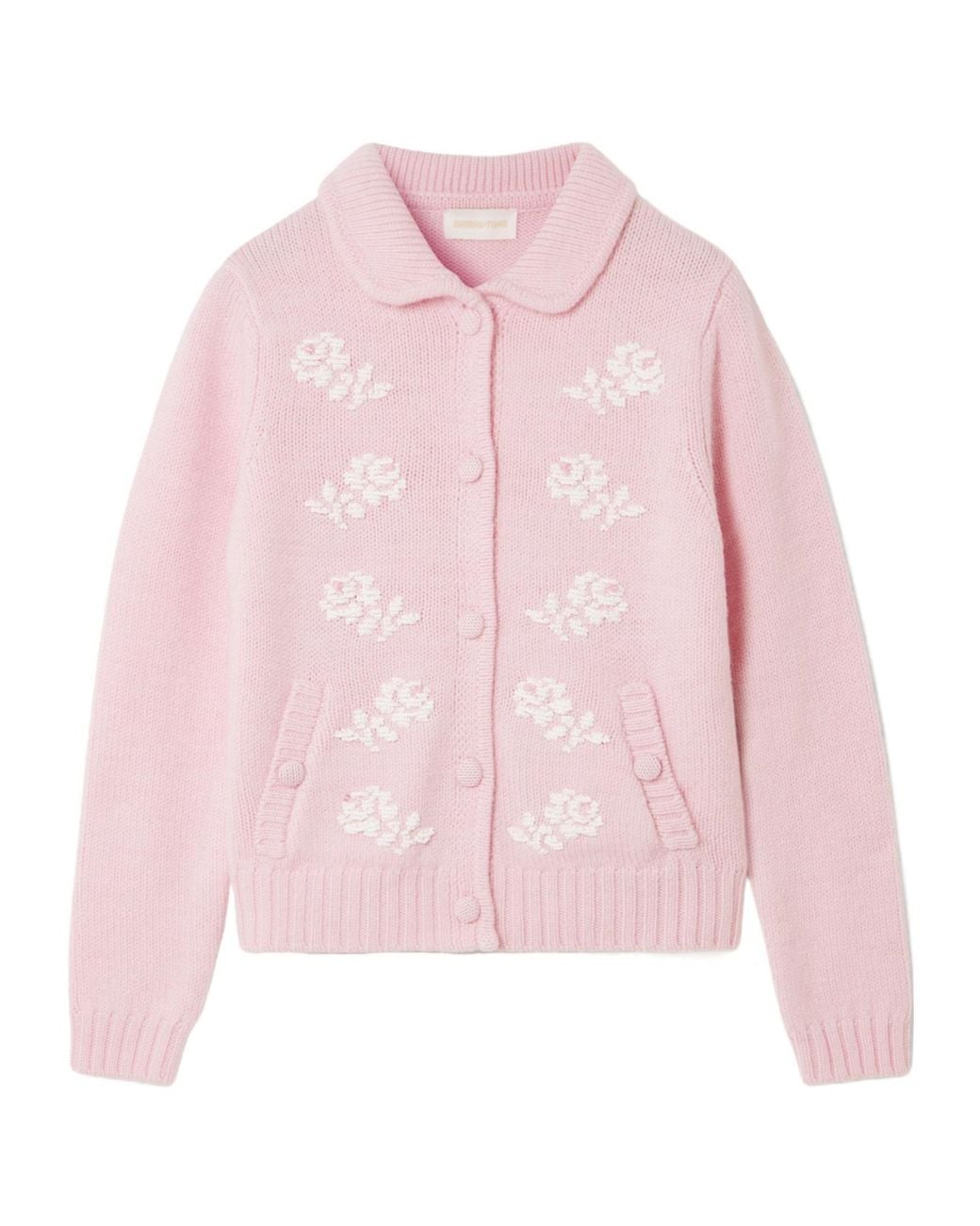 ShuShu/Tong Pink Bead-Embellished Wool Cardigan