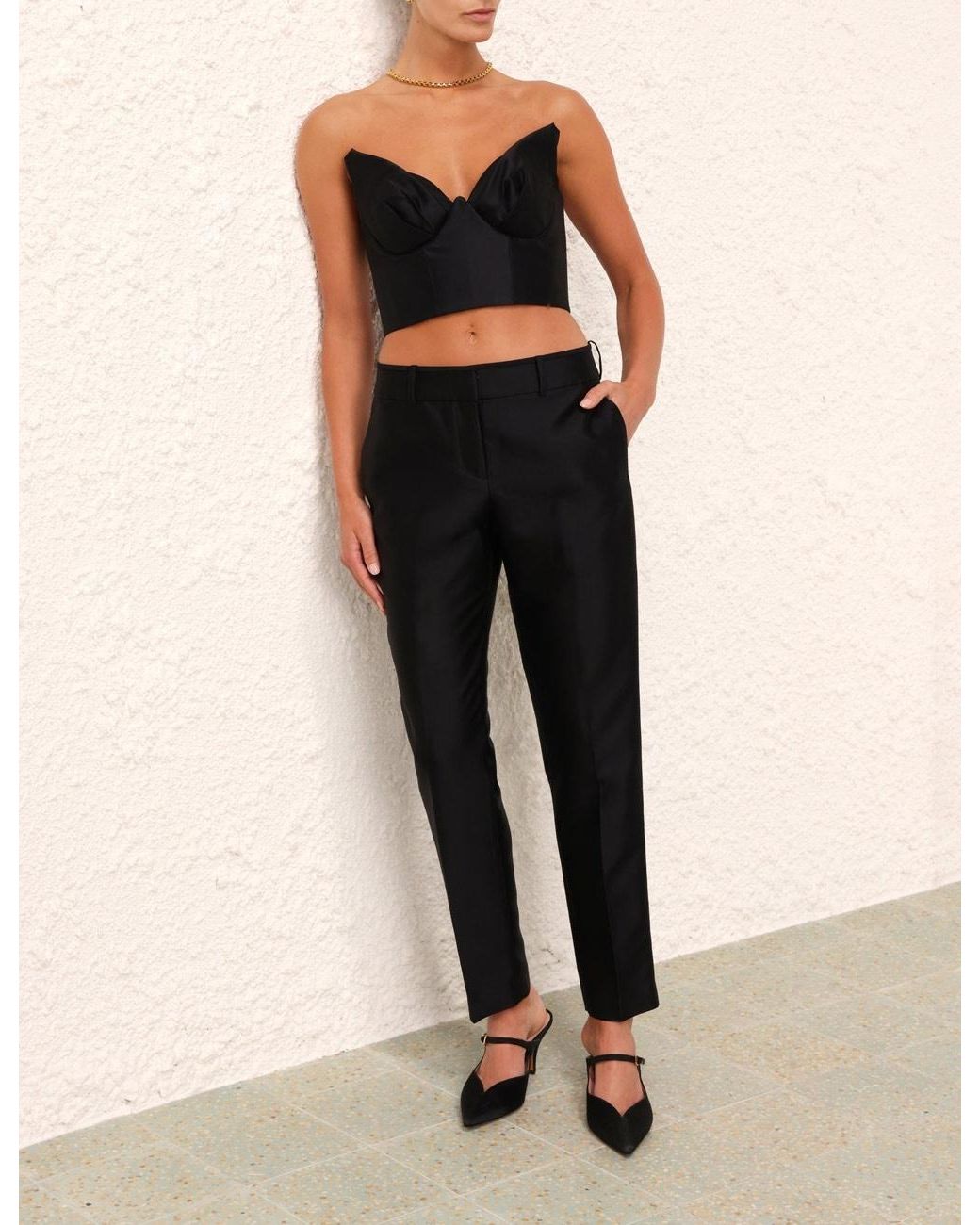 Zimmermann Black Matchmaker Moulded-Cup Crop Top