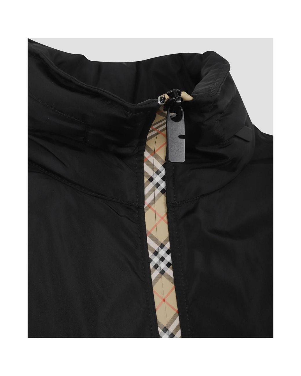 Burberry Black Vintage Check Trim Zipped Parka