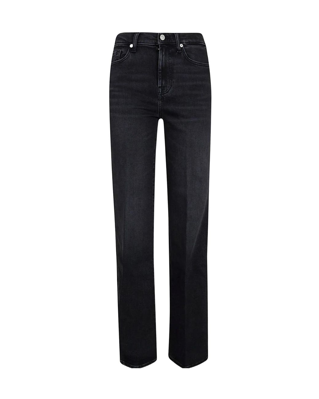 7 For All Mankind Black Modern Dojo Faded-Effect Jeans
