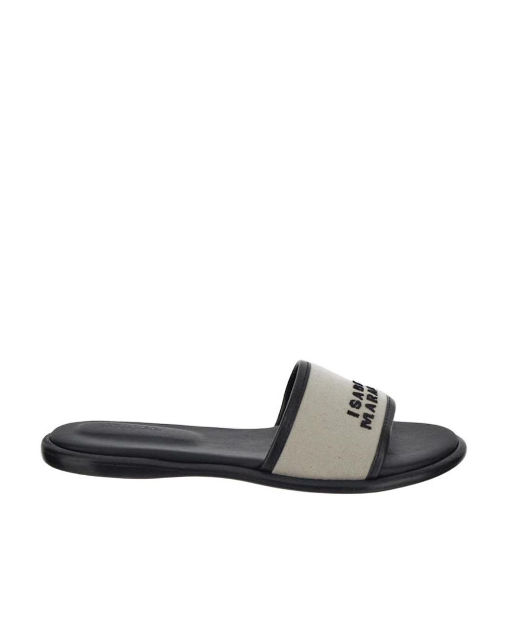 Isabel Marant White Logo-Embroidered Slip-On Sandals