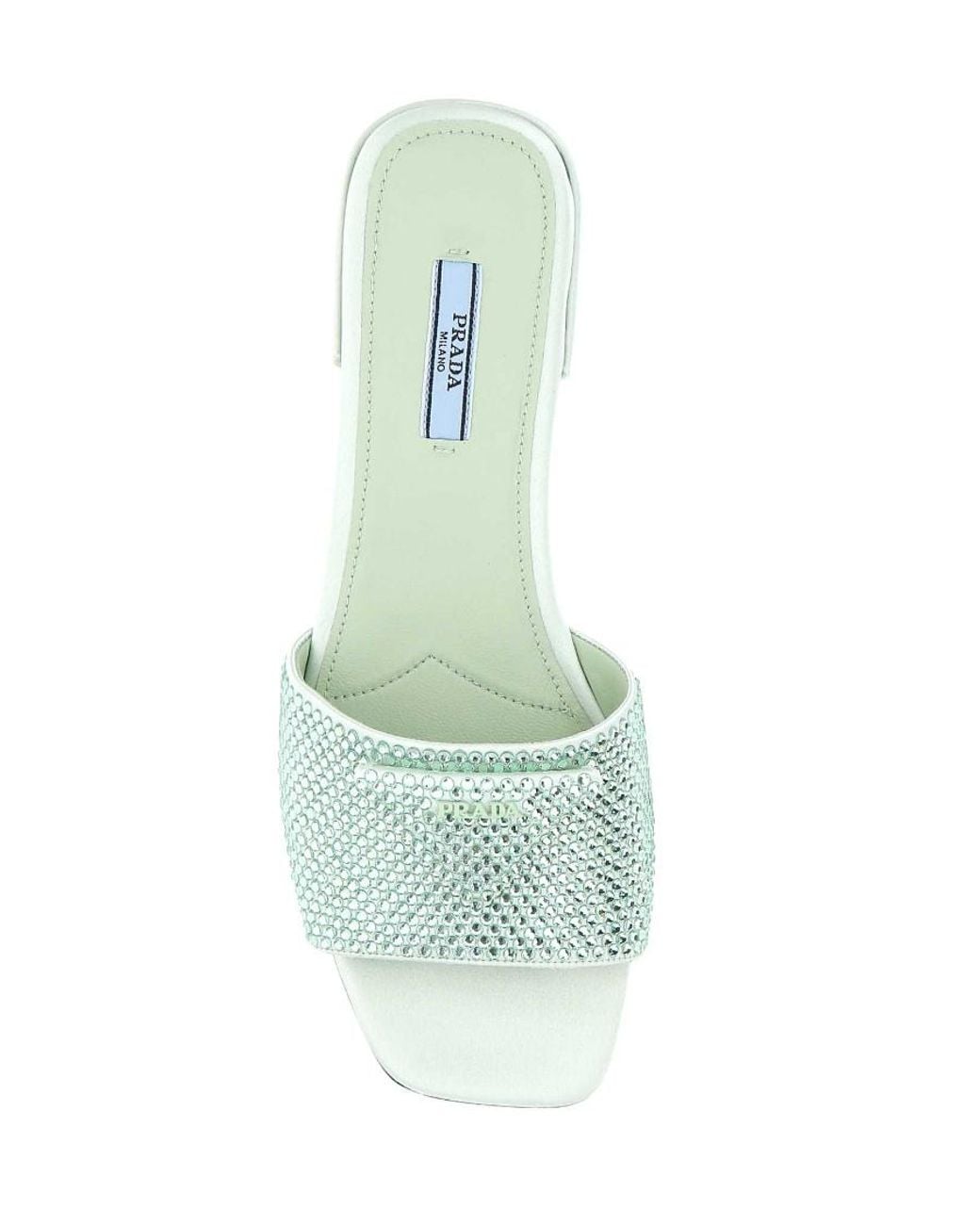 Prada Green Crystal-Embellished Open-Toe Mules