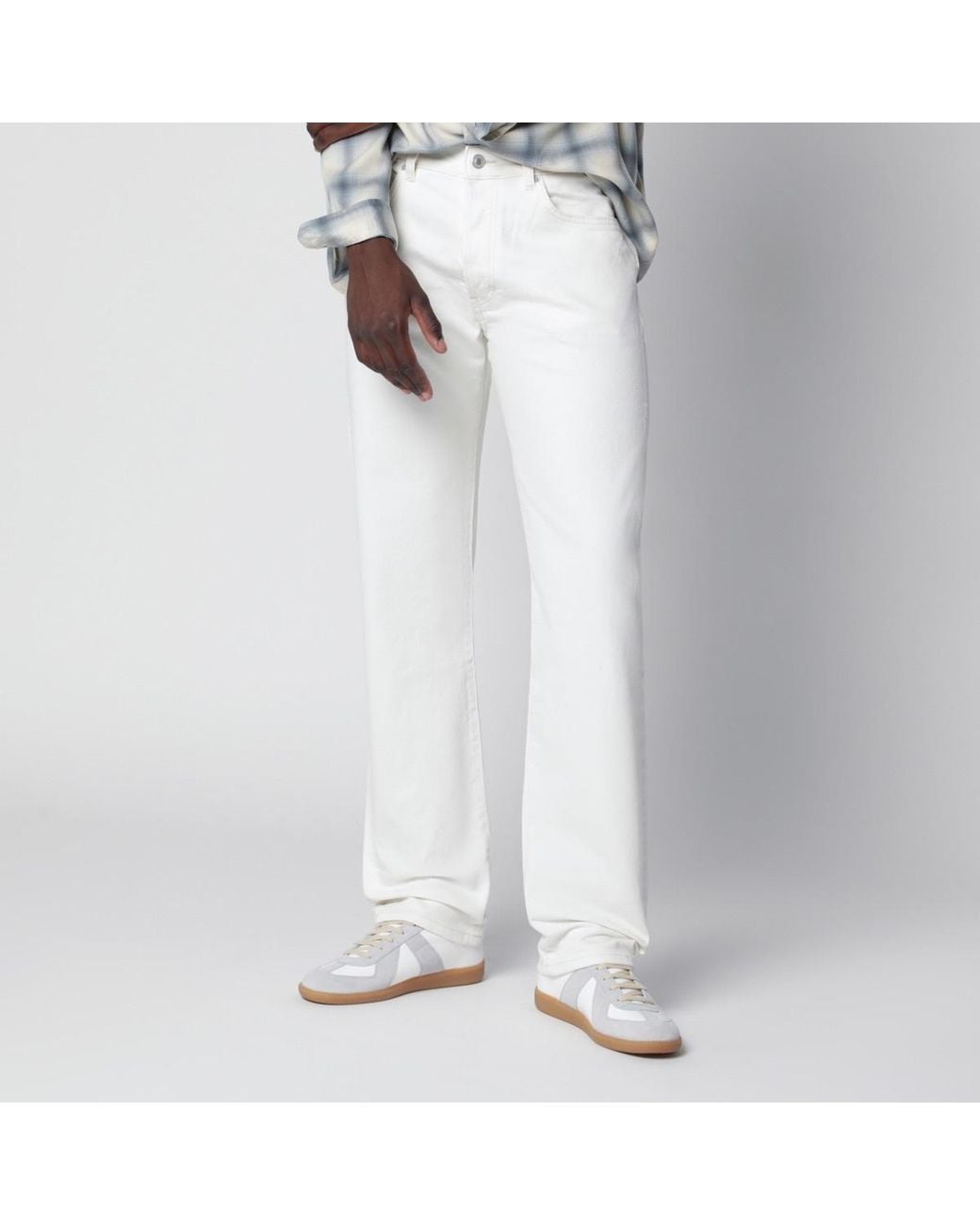 Jeanerica White Logo-Patch Straight-Leg Jeans for men