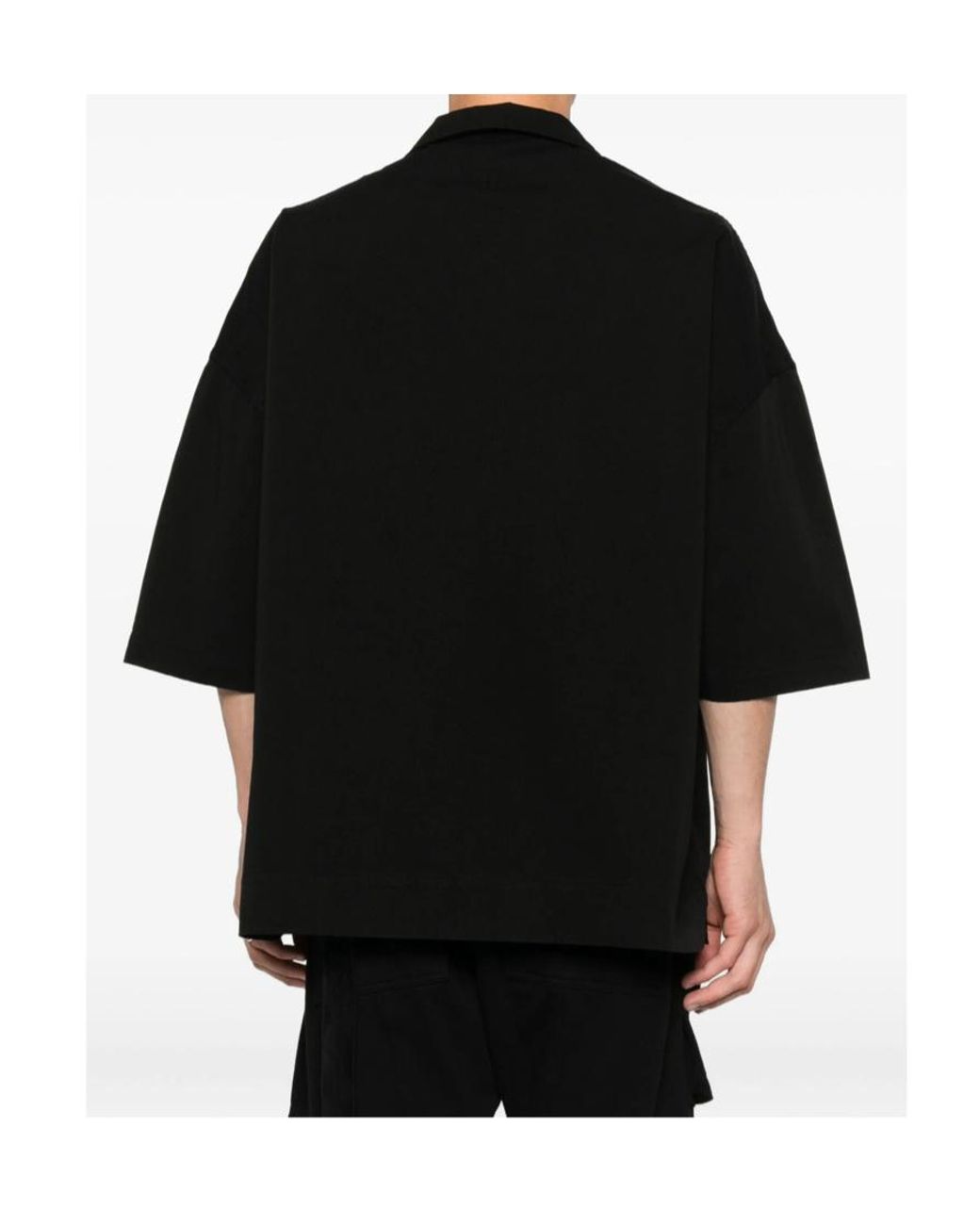 Rick Owens Black Tie Detailed Short-Sleeved Shirt for men